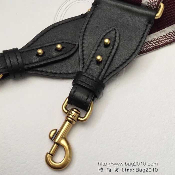 DIOR迪奧 紅色刺繡 帆布寬肩背帶 復古金色飾章  zdo1246